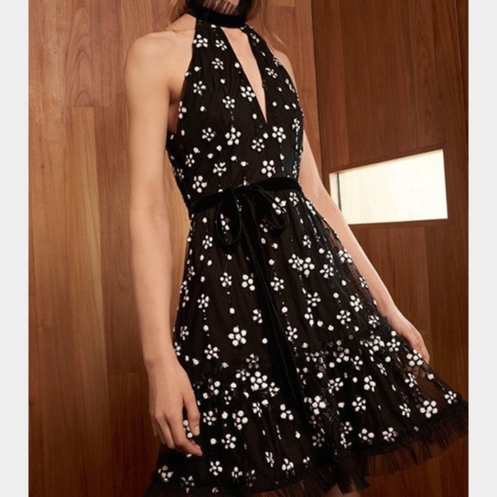 Alexis Poppy Sequin High Neck Dress